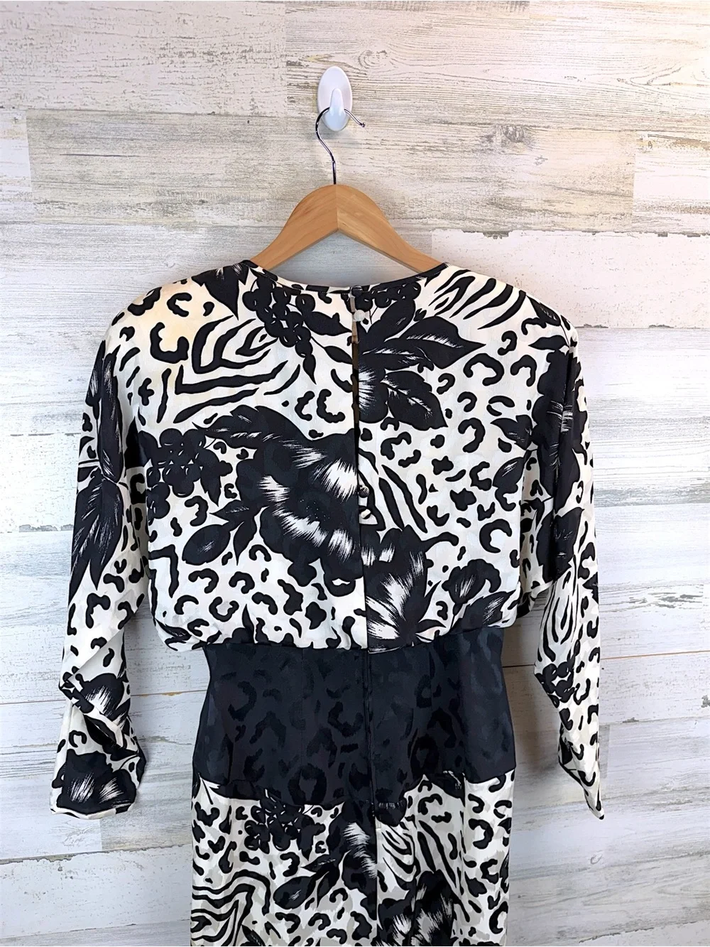 Vintage Lillie Rubin 100% Silk Cocktail Dress Black White Beaded Size 8 - Picture 8 of 14